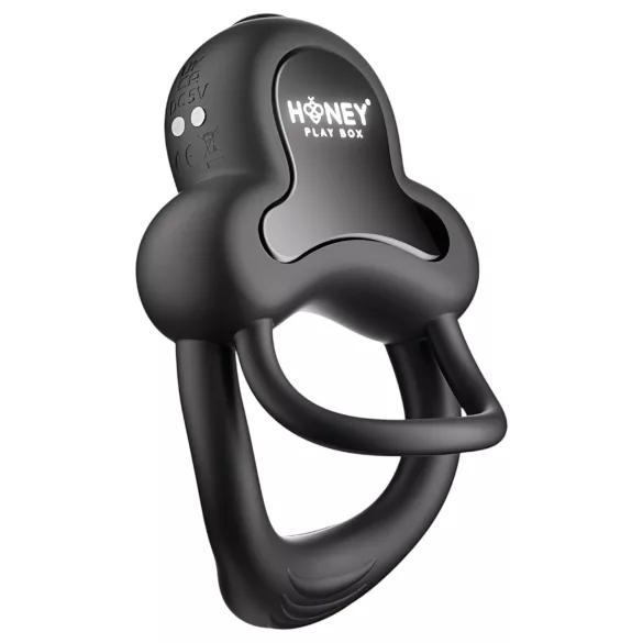 Honey Play Box Anello - nutikas vibreeriv peenis- ja munandite rõngas - must