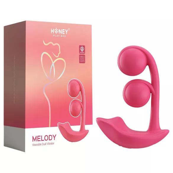 Honey Play Box Melody - rakendusega juhitav pärlitega 2-in-1 vibraator (punane)