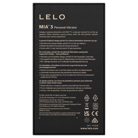 LELO Mia 3 - huulepulga vibraator - must - reisivibraator