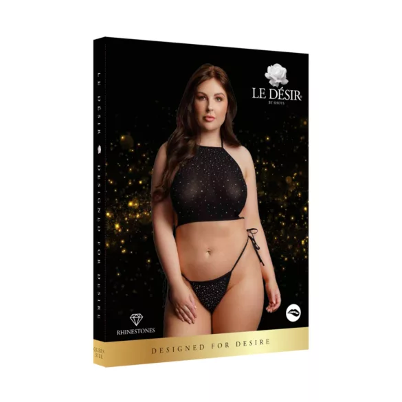 Le Désir Plus Size - musta strassidega peokomplekt (XL-3XL)