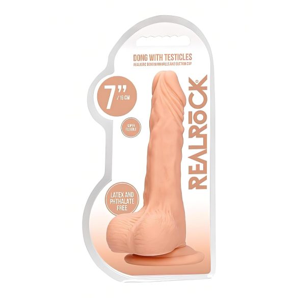 RealRock Dong 7 - realistlik munanditega dildo 17cm - naturaalne