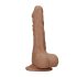 RealRock Dong 9 - elutru munanditega dildo (23 cm) - tume naturaalne