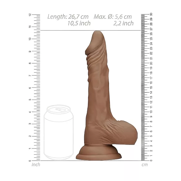 RealRock Dong 10 - realistlik munanditega dildo 25cm - tume nahatoon