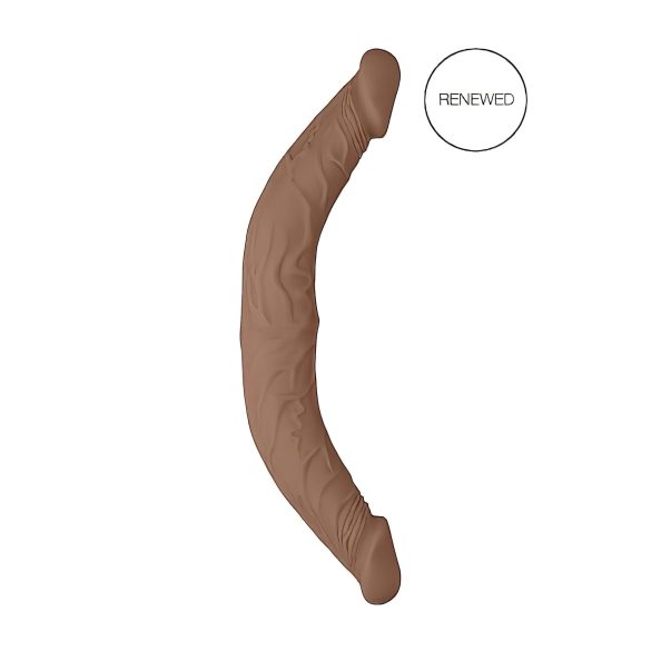 RealRock Kahepoolne Dildo 14 - topelt dildo (36cm) - tume naturaalne