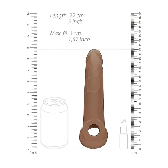 RealRock - peenisehülss - 21,5 cm - tume naturaalne