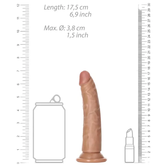 RealRock Slim - realistlik dildo 15,5cm - tume naturaalne