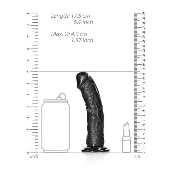 RealRock - realistlik dildoga iminapaga - 15,5 cm - must