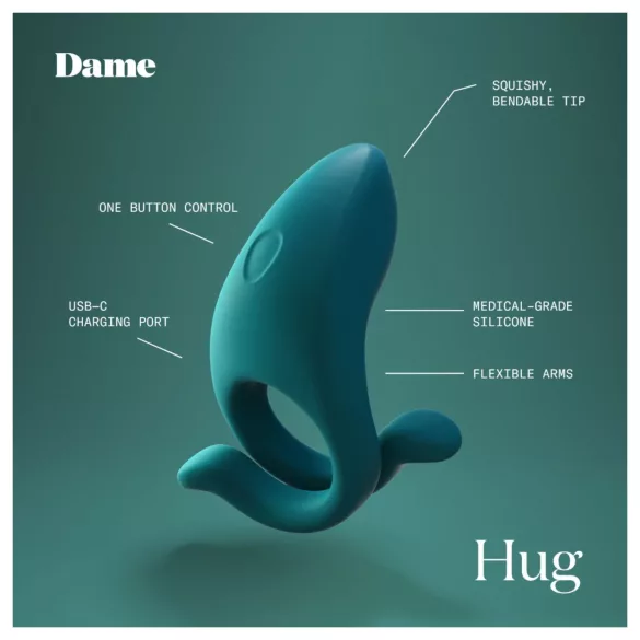 Dame Hug - reguleeritava vibratsiooniga peeniserõngas (roheline)