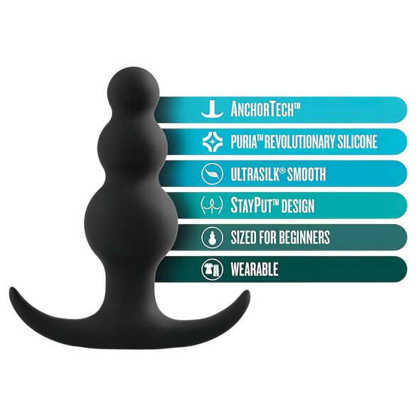 Anal Adventures Platinum - anaalipistik pärlitega must