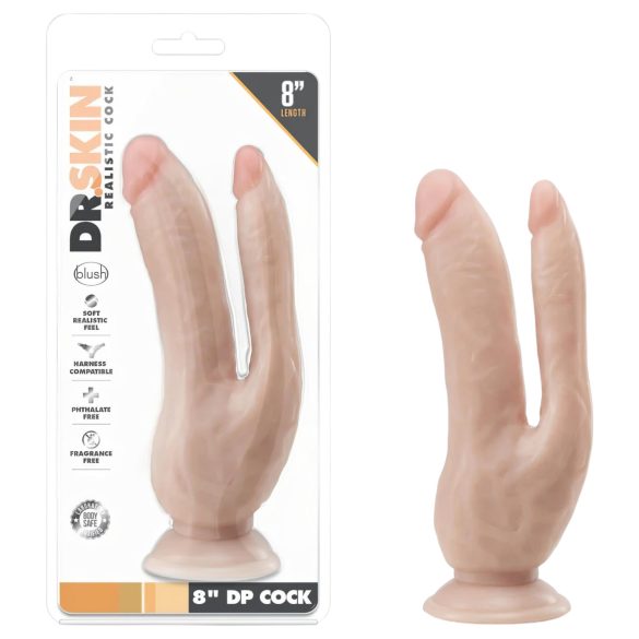 Dr. Skin 8 - iminapaga topelt dildo (naturaalne)