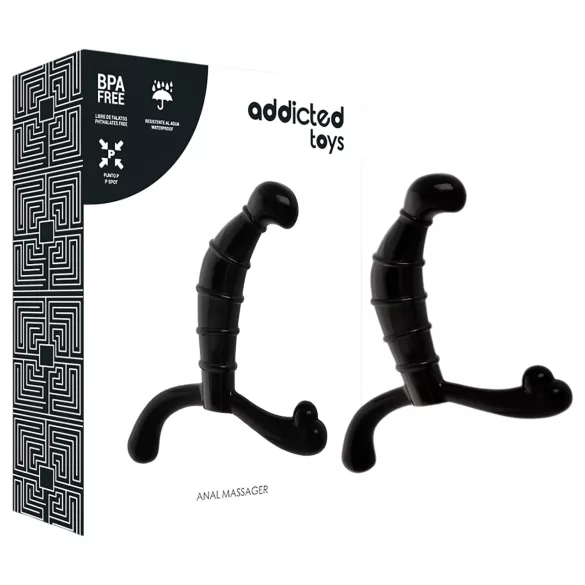 Addicted Toys - eesnäärme- ja lahklihamasseerija (must) - 11,3 cm