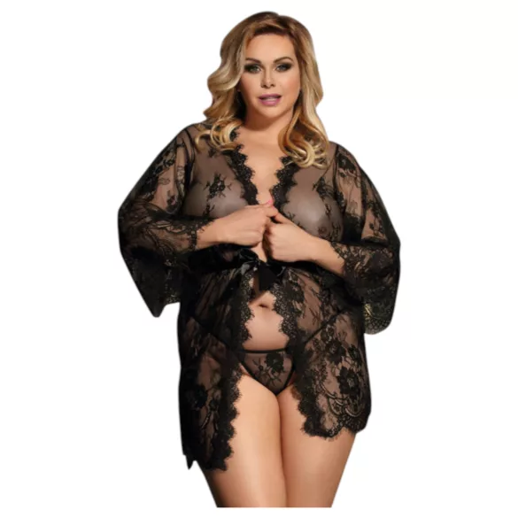 Subblime Queen Plus - must pitsist hommikumantlikomplekt (XL-2XL)