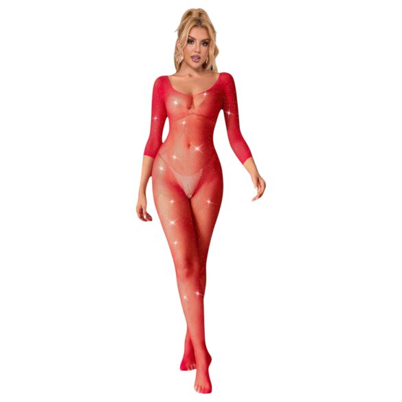 Subblime 952419 - sädelev kivikestega jumpsuit - (punane) -S-L