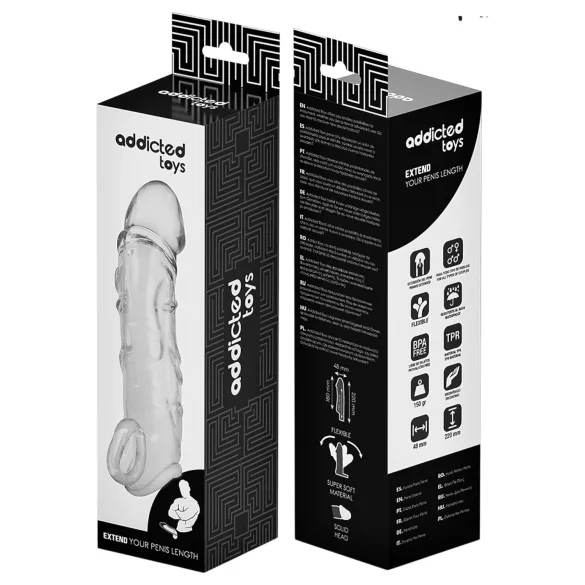 Addicted Toys - peenisekate munandiringiga - 22 cm (läbipaistev)