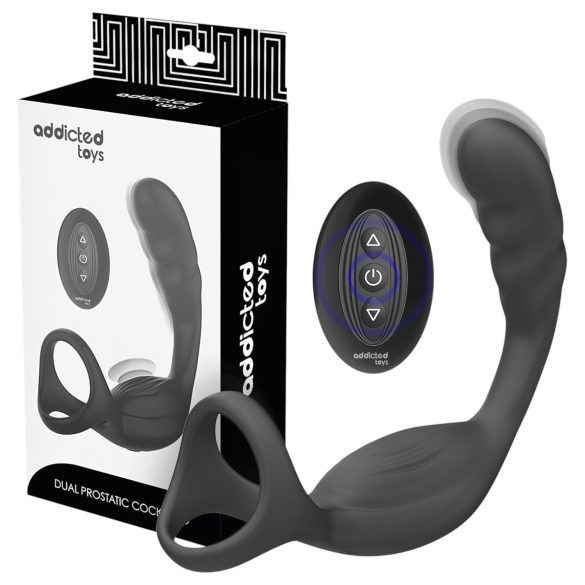 Addicted Toys - anaalvibraator peenise- ja munandirõngaga - must