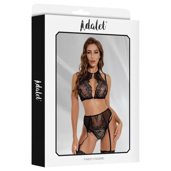 Adalet Evelyn - 3-osaline pitsiline pesukomplekt (must)