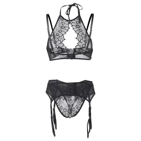 Adalet Evelyn - 3-osaline pitsiline pesukomplekt (must)