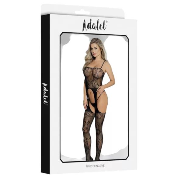 Adalet Lilly - võrkmaterjalist lilleline pesukomplekt - must