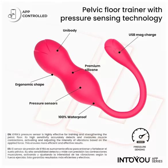 INTOYOU Kyra Pelvic - rakendusega juhitav vibro‘tšigongikuul’ (roosa)