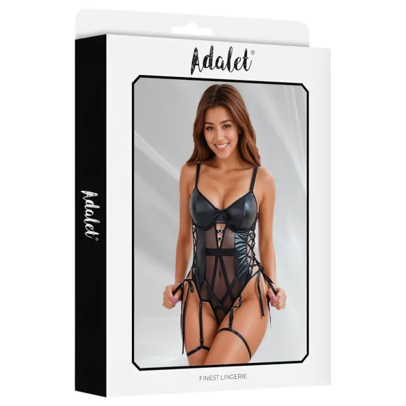 Adalet Tatiana - naiste läbipaistev läikiv bodi - must