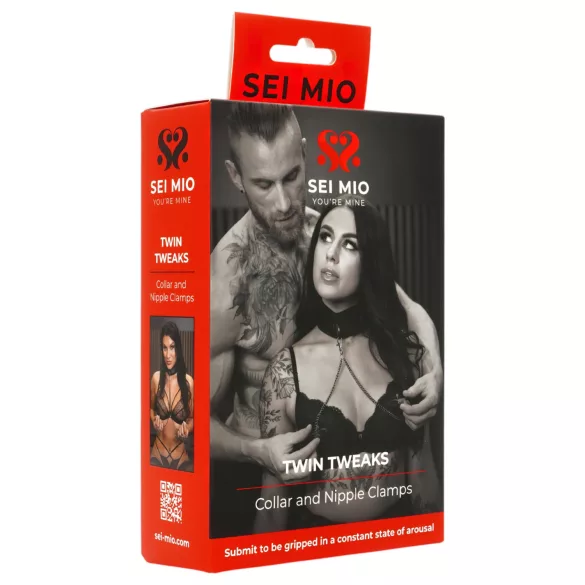 Sei Mio - kaelarihm ja nibuklambrid - must