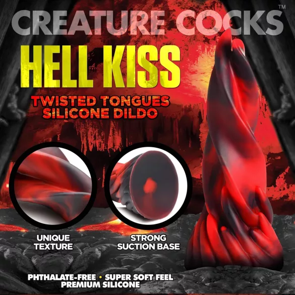 Creature Cocks Hell Kiss - keerdus silikoonist dildo - 19 cm - punane