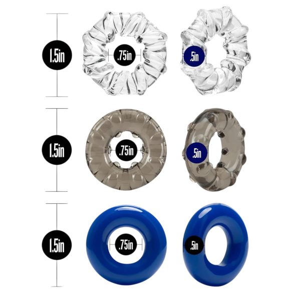 Stay Hard - peeniserõngaste komplekt - 3 tk - värvilised