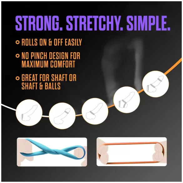 King of the Ring - peeniseringide komplekt - värviline (6 tk)