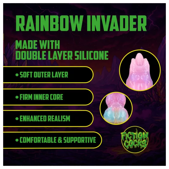 Ouch! Rainbow Invader - silikoon fantaasiadildo (vikerkaar)