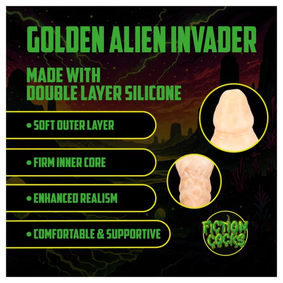 Ouch! Golden Alien Invader - silikoon fantaasiadildo (kuldne)