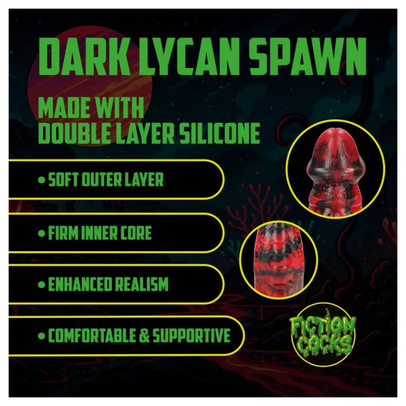Ouch! Dark Lycan Spawn - silikoonfantaasiadildo (punane-must)
