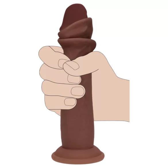 RealRock - topelttihedusega realistlik dildo (pruun) - 15,5 cm