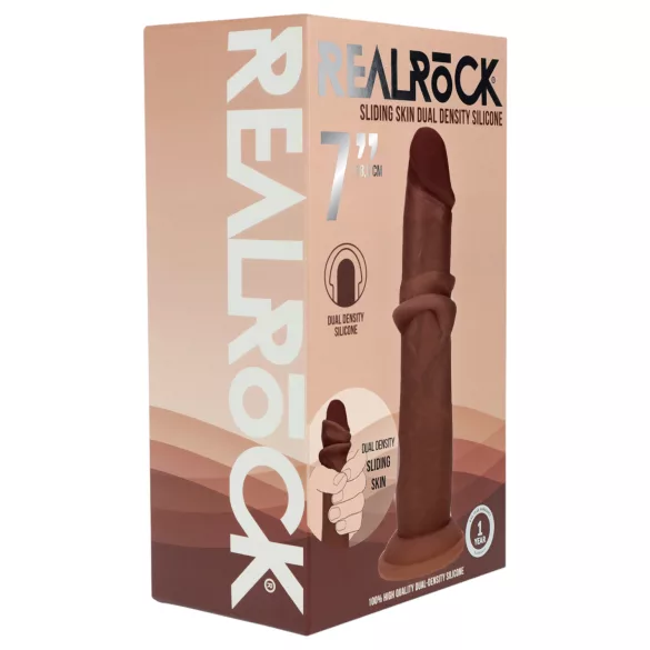 RealRock - topelttihe realistlik dildo (pruun) - 18,5 cm