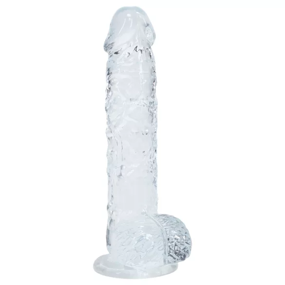 RealRock - elutru dildo munanditega (läbipaistev) - 12,7 cm