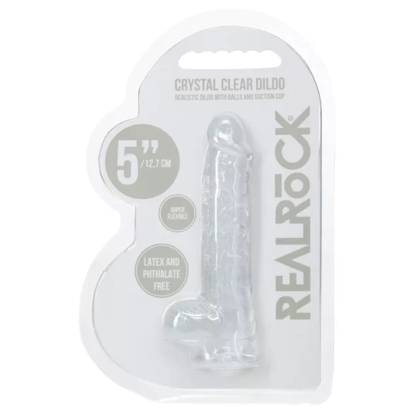 RealRock - elutru dildo munanditega (läbipaistev) - 12,7 cm