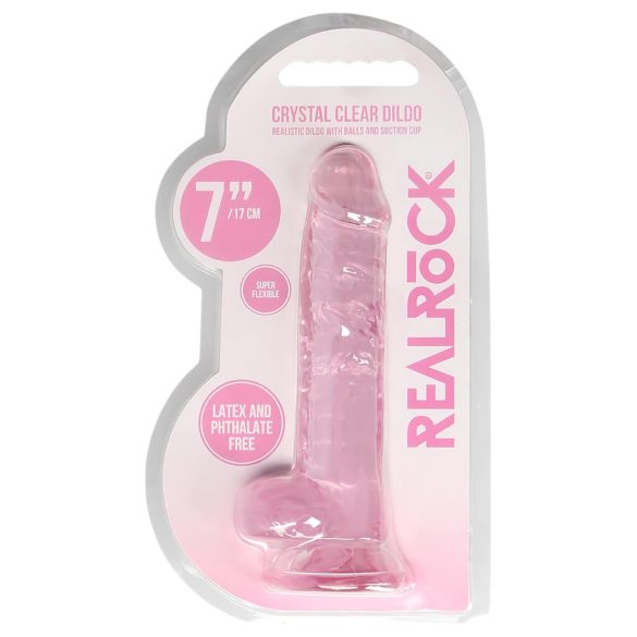 REALROCK - roosa läbipaistev elutruu dildo (17cm)
