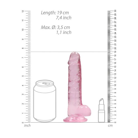 RealRock - realistlik dildopikendus - roosa läbipaistev 17cm