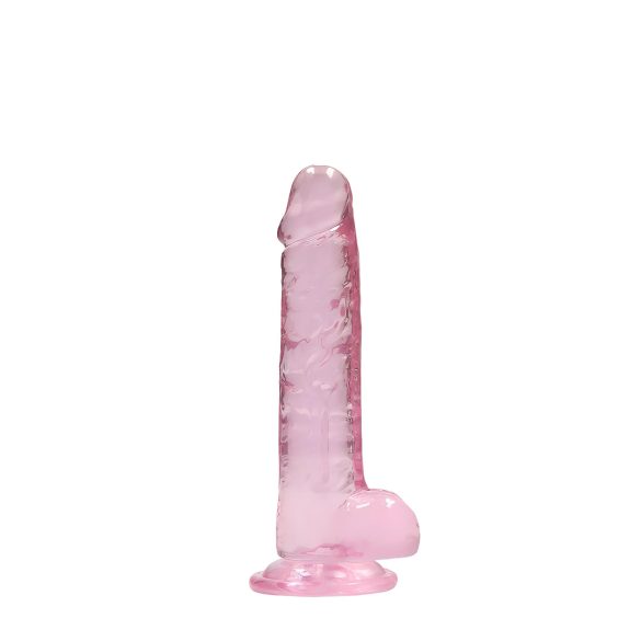 RealRock - realistlik dildopikendus - roosa läbipaistev 17cm