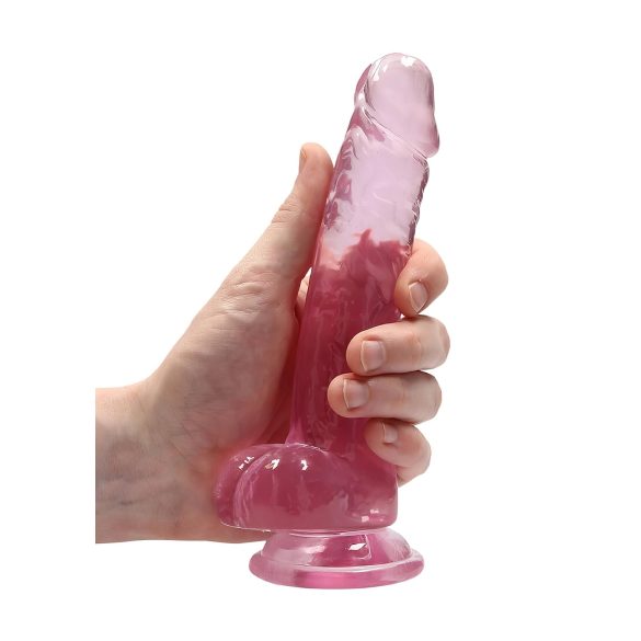 RealRock - realistlik dildopikendus - roosa läbipaistev 17cm
