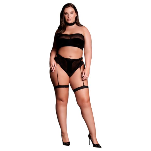 Le Désir Plus Size - 3-osaline pesukomplekt - must (XL-4XL)