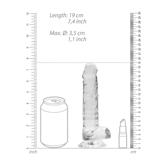 RealRock - realistlik läbipaistev dildō - läbipaistev 17cm