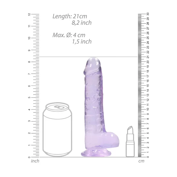 RealRock - realistlik läbipaistev dildo - lilla 19 cm