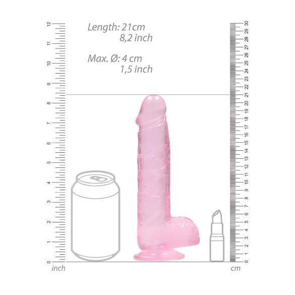 RealRock - realistlik dildoo läbipaistev roosa 19cm