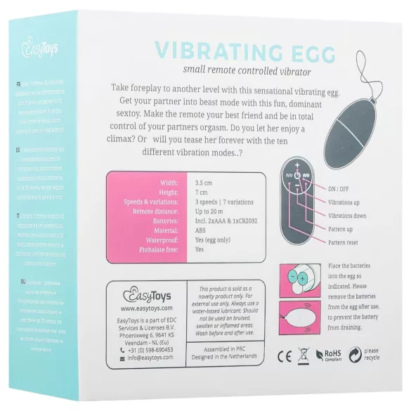 Easytoys - vibromuna puldiga - 7 režiimi - roosa