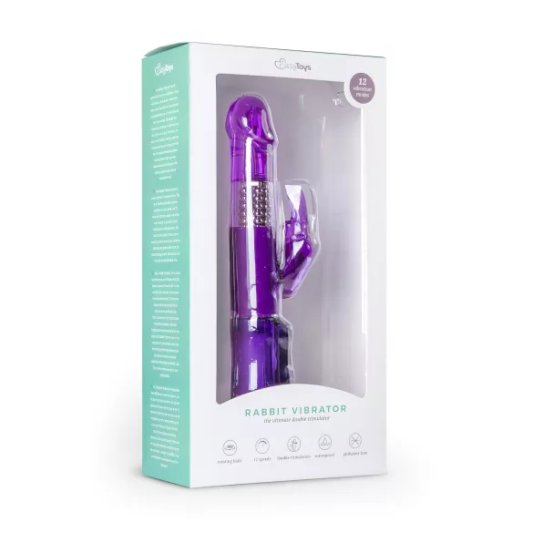 Easytoys Rabbit - pöörlev vibraator kliitorivarrega ja kuulidega - lilla