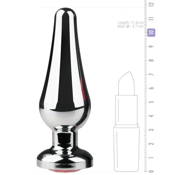Easytoys Metal No.11 - anaalplugg kiviga - hõbe, roosa, 3,5 cm