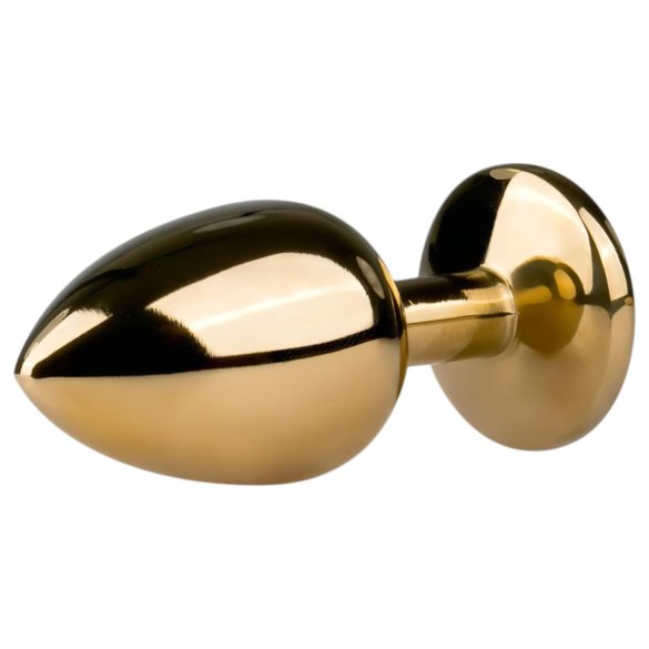 Easytoys Metal No.1 - anaalplokk koonusekujuline lilla kristalliga kuldne 2,5cm