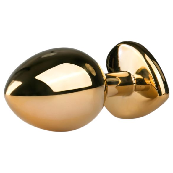 Easytoys Metal No.7 - metallist anaalplugg roosa kiviga - kuldne 3cm