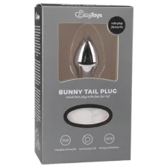   Easytoys Bunny NO1 - metallist anaaltapp jänese sabaga - hõbe/valge