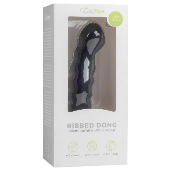 Easytoys Ribbed - anaaldildo iminapaga - 14 cm - must